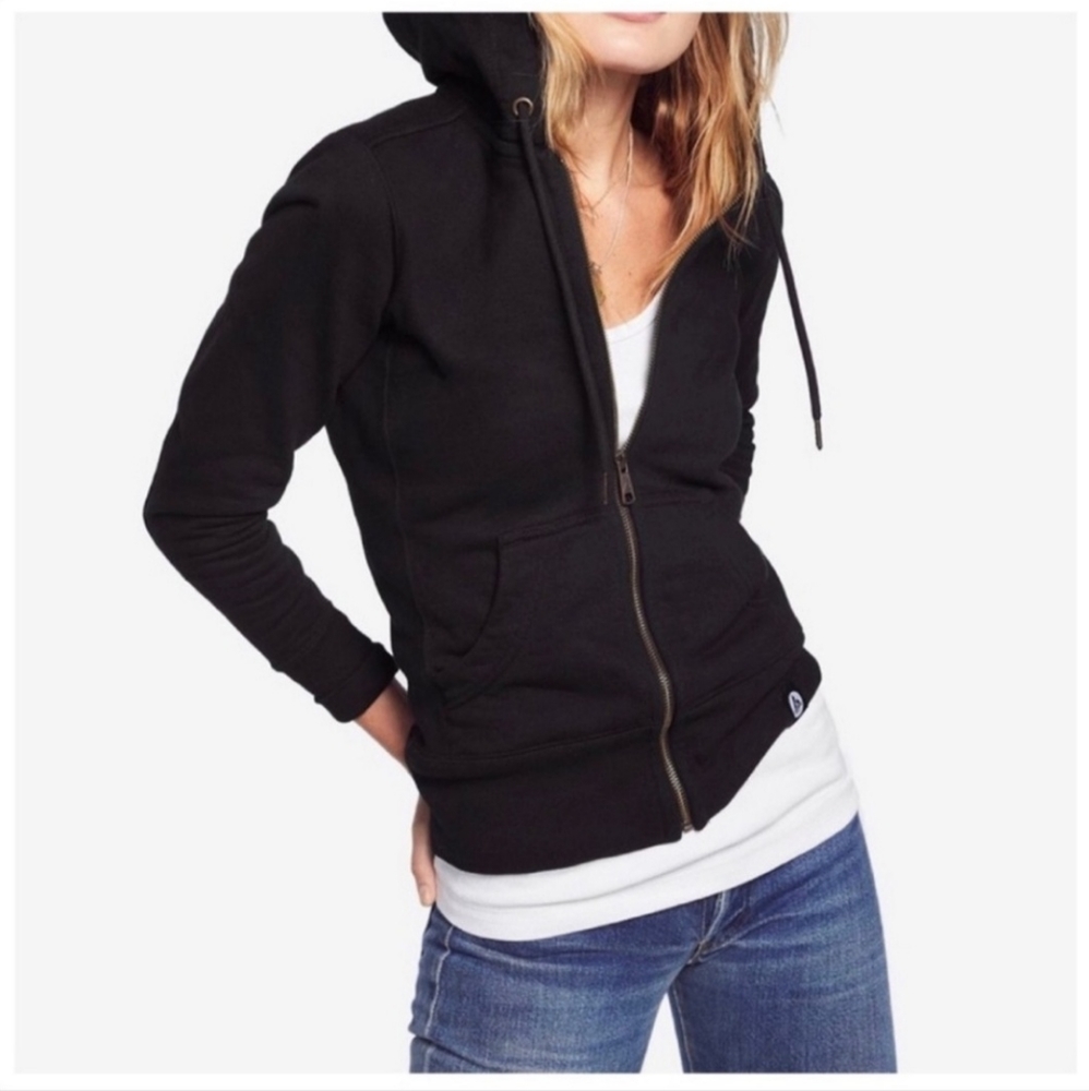 Black Hooded Zip Up Sweater